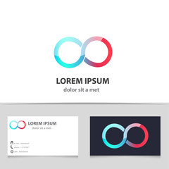 Vector infinity logo design with business card template. 