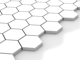 white background with hexagons and place
