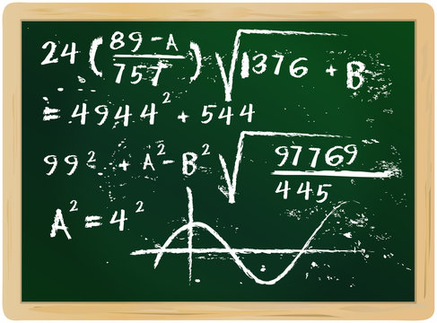 fictional mathematics hand drawn on chalkboard, vector