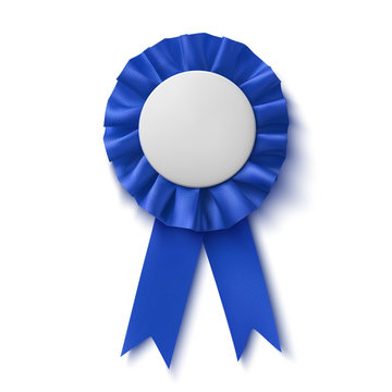 Blank, realistic blue fabric award ribbon.