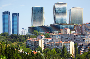 Fototapeta na wymiar The view of skyscrapers in Besiktas municipality in Istanbul