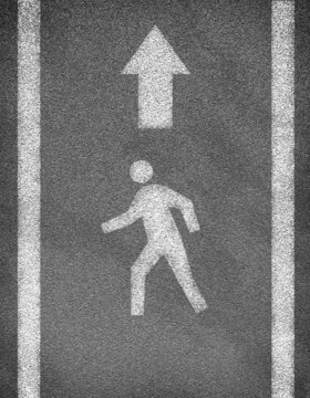 Asphalt road texture with two line and pedestrian sign