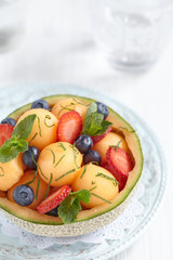 Fototapeta na wymiar Fruit salad with melon