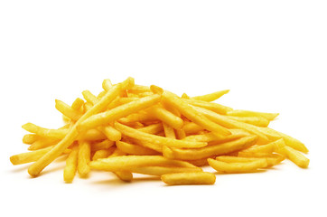 potato fry on white isolated 