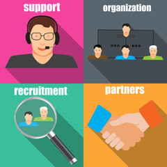 Set of flat business elements vector illustration,stylish