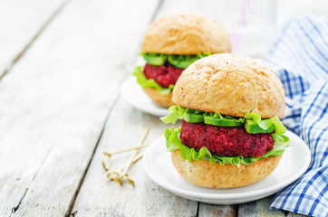 Quinoa, beet and chickpea burgers