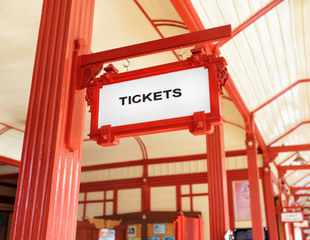 Sign indicating where you can buy tickets