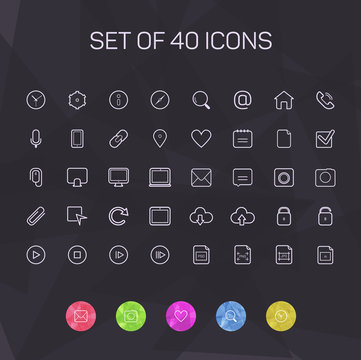 Thin line icons for Web and Mobile. vector