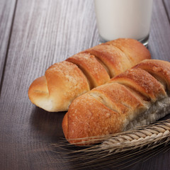 glass of milk and buns