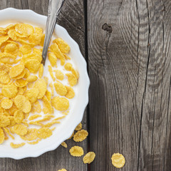 bowl of cornflakes on the table