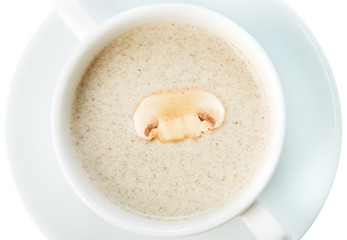 Restaurant food - creamy mushroom soup close-up