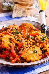 Lentils with paprika and corn