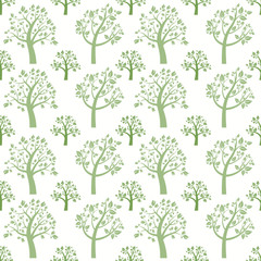 Seamless pattern background. Green tree silhouette