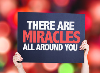 There Are Miracles All Around You card with bokeh background - obrazy, fototapety, plakaty
