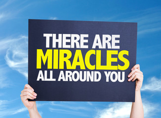 There Are Miracles All Around You card with sky background - obrazy, fototapety, plakaty