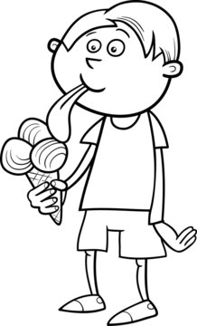 boy with ice cream coloring page