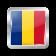 Fototapeta premium Flag of Romania. Metal Icons
