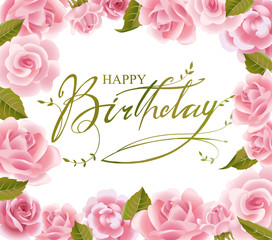 Roses frame for Birthday greeting card in vector