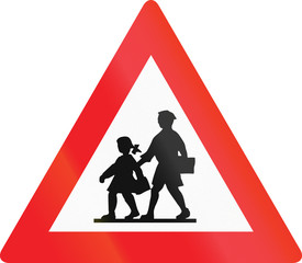 Austrian warning sign about children on the road