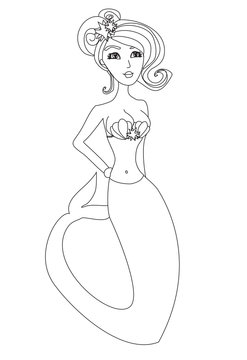 Beautiful mermaid - doodle illustration