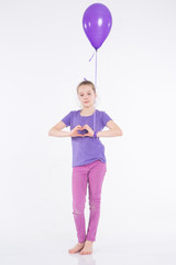 happy girl with colorful balloons