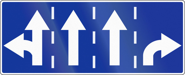 Polish road sign: Lane preselection