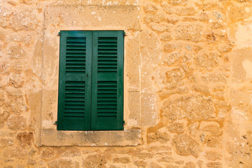 Fototapeta premium Alcudia Old Town wood shutters Mallorca