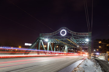 Bridge and Streetcar in Toronto at Night