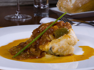 Cod dish ajoarriero with pepper