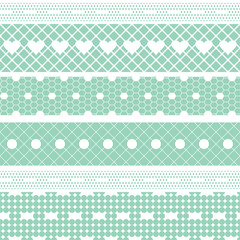 White lace ribbons vector fabric seamless pattern