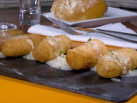Croquettes in a table of slate