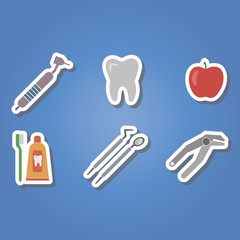 set of color icons with  dental symbols  for your design