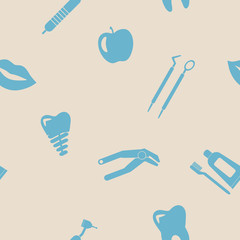 Seamless background with dental symbols for your design