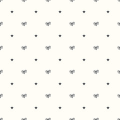 Vector seamless retro pattern, with bow tie and heart