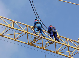 Workers on the crane