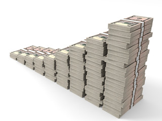 Money stacks graph. Five dollars.