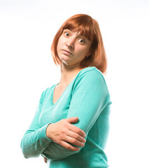 Fototapeta premium red-haired woman opened her eyes wide