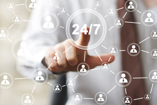 Business button 24 hours service icon web.