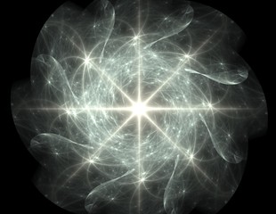 Abstract design of white powder cloud against dark background