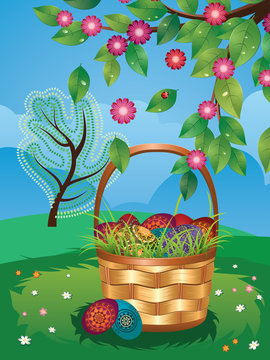 Easter Basket on Lawn