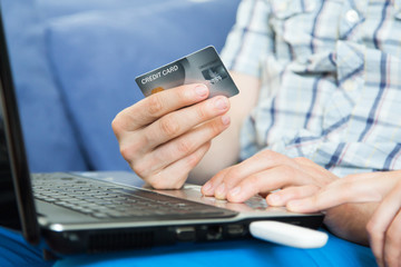 Man holding a credit card