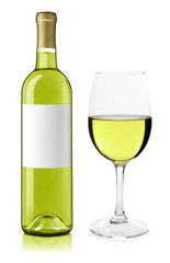 Wine bottle and glass