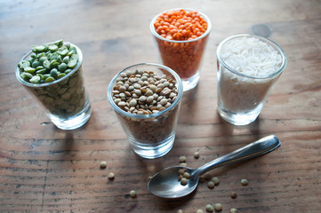 lentilles et pois cassés