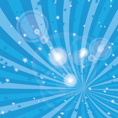 Vector shiny blue sky background with ray of light