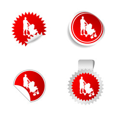 sticker with father and baby vector