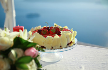 Birthday cake with fruits