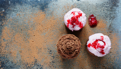 Chocolate cupcake with chocolate cream cheese cream