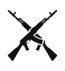 crossed assault rifles, with texture, isolated