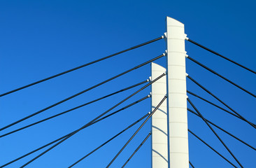 Pylons and steel cable-stayed bridge cables in Poznan.