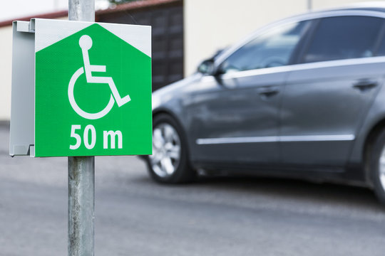 Symbol of parking lot,  site for a disabled person.